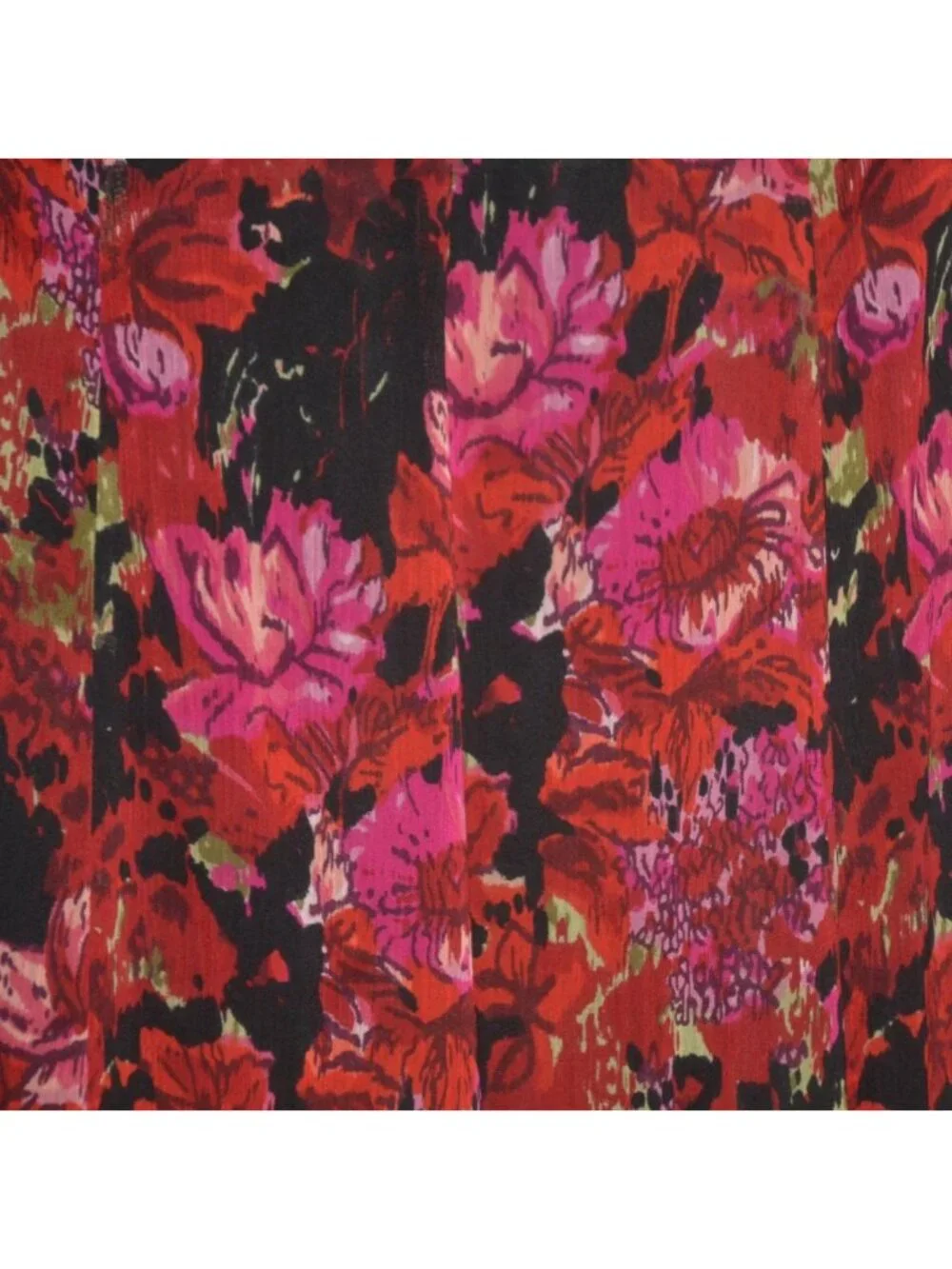 Coldwater Creek Skirt PM 10-12 Red Floral Midi A Line Lined Fall Boho Romantic